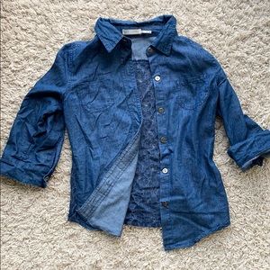 Faux jean jacket with lace back
